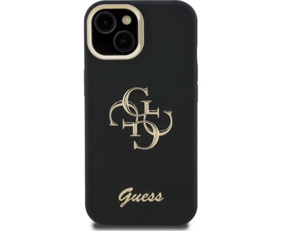 Guess PU Grained 4G Logo Stand Camera Frame Case Aizsargapvalks priekš iPhone 13 / melns Neoriģinālie Maciņi