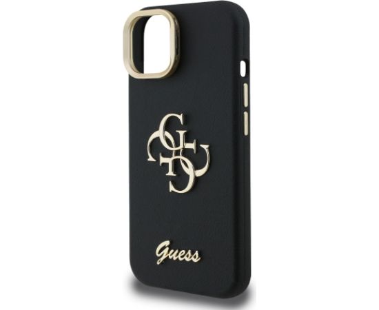 Guess PU Grained 4G Logo Stand Camera Frame Case Aizsargapvalks priekš iPhone 13 / melns Neoriģinālie Maciņi