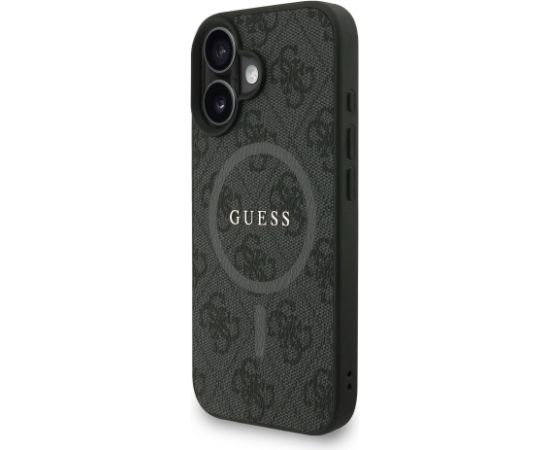 Guess PU Leather 4G Colored Ring Strap MagSafe Case Aizsargapvalks priekš iPhone 16 / melns Neoriģinālie Maciņi