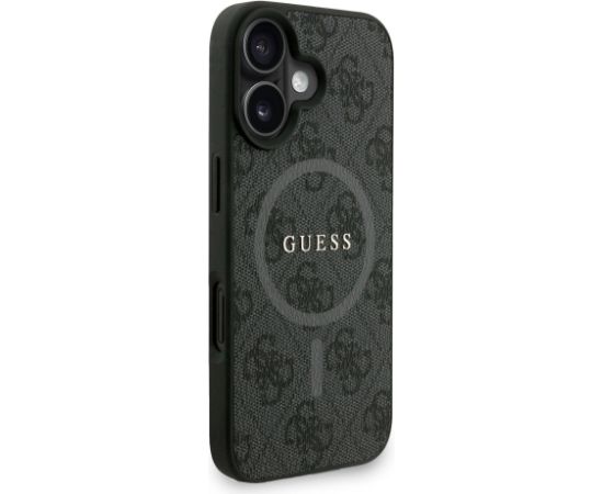 Guess PU Leather 4G Colored Ring Strap MagSafe Case Aizsargapvalks priekš iPhone 16 / melns Neoriģinālie Maciņi