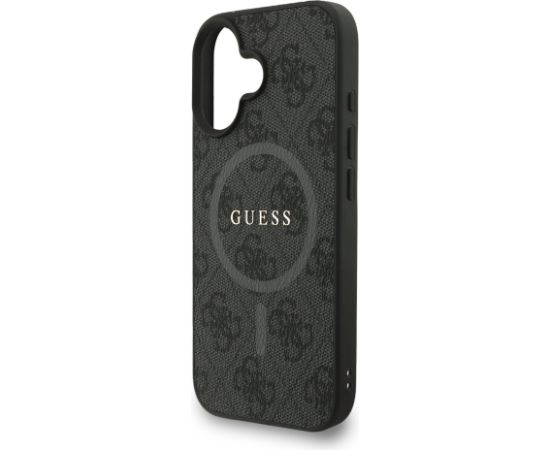 Guess PU Leather 4G Colored Ring Strap MagSafe Case Aizsargapvalks priekš iPhone 16 / melns Neoriģinālie Maciņi