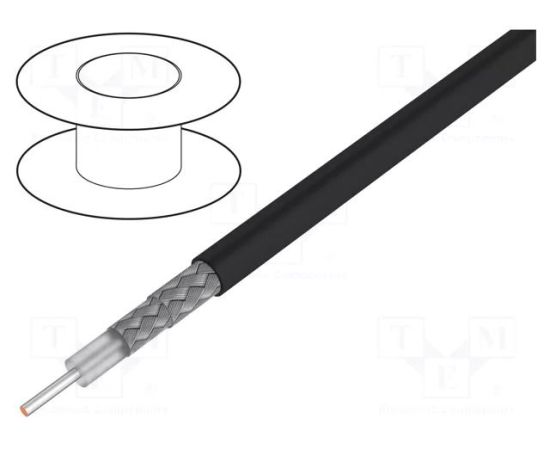 VADS: coaxial; RG223U; wire; Cu; PVC; black; 100m; Øcable: 5.4mm TASKER Dažādi vadi