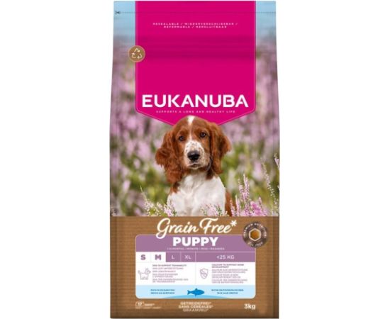 Eukanuba EUK DOG PUP&JR SMMED GF OF 3KG Suņu barība