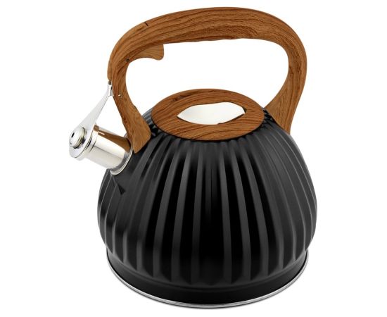 PROMIS Kettle 3.0 l, FABIO, black, wooden handle Tējkannas (ar svilpi)