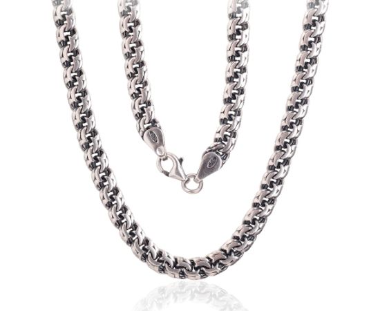 Sudraba ķēdīte Bismarks 5 mm #2400150(POx-Bk), Sudrabs 925°, oksids (pārklājums), garums: 50 cm, 23.2 gr. Viriešiem