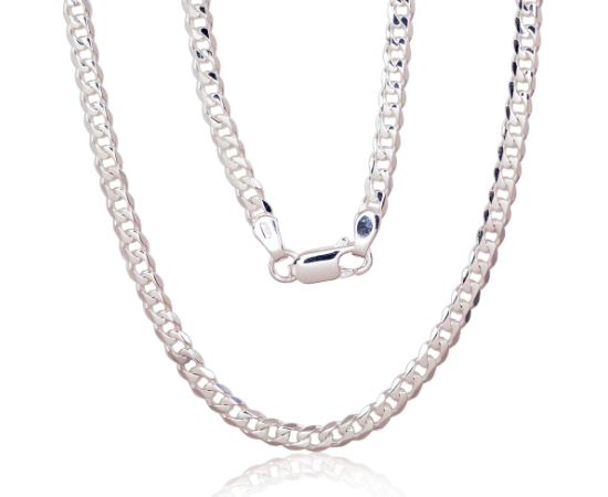 Sudraba ķēdīte Kartjē 4 mm, dimantu apstrādājums #2400140, Sudrabs 925°, garums: 50 cm, 10.9 gr. Viriešiem