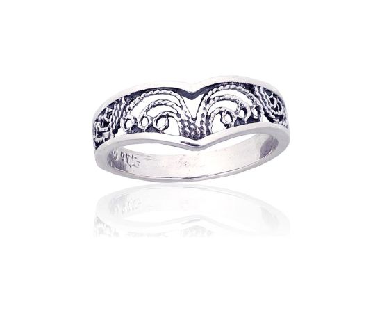 Sudraba gredzens #2101875(POx-Bk), Sudrabs 925°, oksids (pārklājums), Izmērs: 18.5, 2.3 gr. Sieviešu