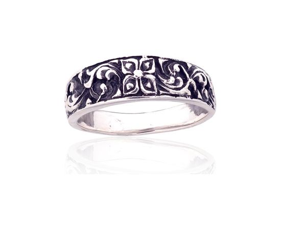 Серебряное кольцо #2101871(POx-Bk), Серебро 925°, оксид (покрытие), Размер: 16, 2.6 гр. Sieviešu