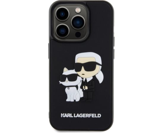 Karl Lagerfeld 3D Rubber Karl and Choupette Case Aizsargapvalks priekš iPhone 13 Pro / melns Neoriģinālie Maciņi