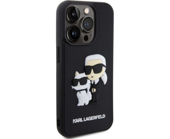 Karl Lagerfeld 3D Rubber Karl and Choupette Case Aizsargapvalks priekš iPhone 13 Pro / melns Neoriģinālie Maciņi