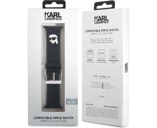 Karl Lagerfeld Karl Head NFT Ремешек для часов для Apple Watch 38/40/41 / чёрный Smart pūlksteņu aksesuāri