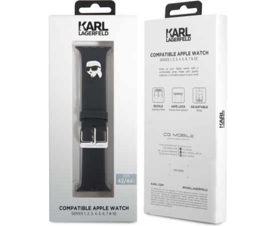 Karl Lagerfeld Karl Head NFT Ремешок для часов для Apple Watch 42/44/45/46/49 / чёрный Smart pūlksteņu aksesuāri