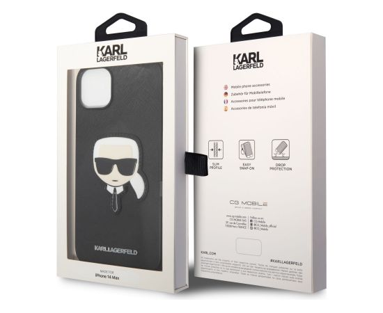 Karl Lagerfeld PU Saffiano Karl Head Case Защитный чехол для iPhone 14 Plus / чёрный Чехлы - альтернативные