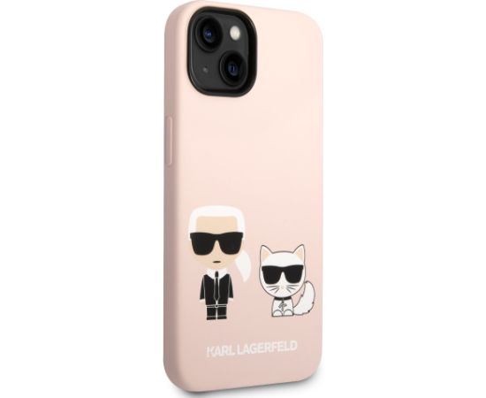 Karl Lagerfeld MagSafe Compatible Liquid Silicone Karl and Choupette Case Aizsargapvalks priekš iPhone 14 Plus / rozā Neoriģinālie Maciņi
