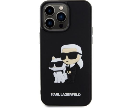 Karl Lagerfeld 3D Rubber Karl and Choupette Case Aizsargapvalks priekš iPhone 13 Pro Max / melns Neoriģinālie Maciņi