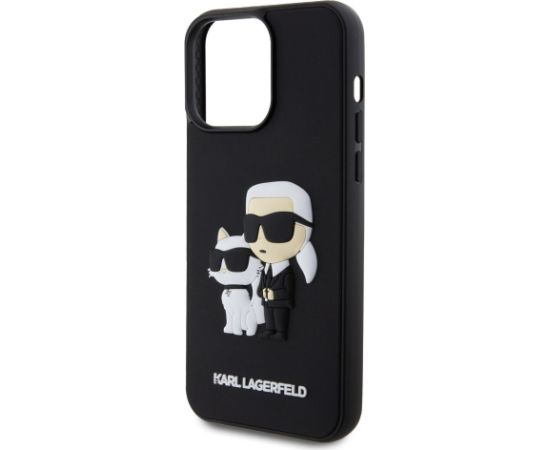 Karl Lagerfeld 3D Rubber Karl and Choupette Case Aizsargapvalks priekš iPhone 13 Pro Max / melns Neoriģinālie Maciņi