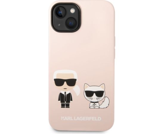 Karl Lagerfeld and Choupette Liquid Silicone Case Aizsargapvalks priekš iPhone 14 Plus / rozā Neoriģinālie Maciņi