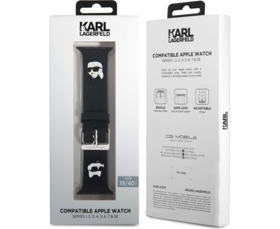 Karl Lagerfeld Karl and Choupette Head NFT Ремешек для часов для Apple Watch 38/40/41 / чёрный Smart pūlksteņu aksesuāri