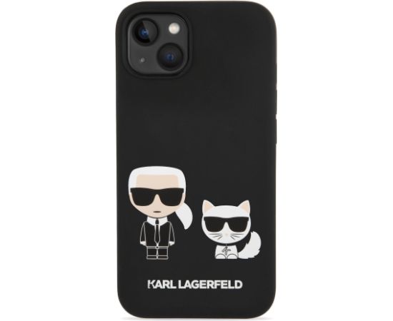 Karl Lagerfeld MagSafe Liquid Silicone Karl and Choupette Case Aizsargapvalks priekš iPhone 14 Plus / melns Neoriģinālie Maciņi