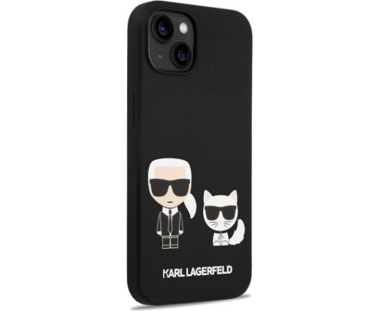 Karl Lagerfeld MagSafe Liquid Silicone Karl and Choupette Case Aizsargapvalks priekš iPhone 14 Plus / melns Neoriģinālie Maciņi