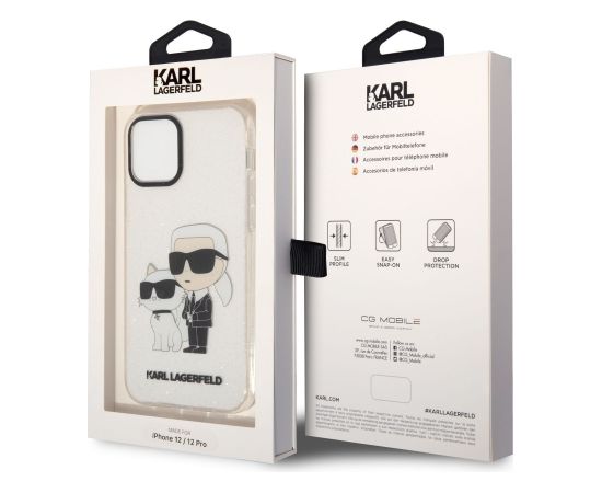 Karl Lagerfeld IML Glitter Karl and Choupette NFT Защитный чехол для iPhone 12/12 Pro / прозрачный Чехлы - альтернативные