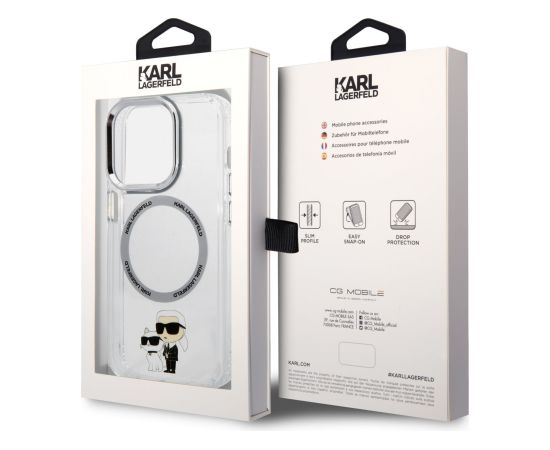 Karl Lagerfeld IML Karl and Choupette MagSafe Case Aizsargapvalks priekš iPhone 13 Pro / caurspīdīgs Neoriģinālie Maciņi