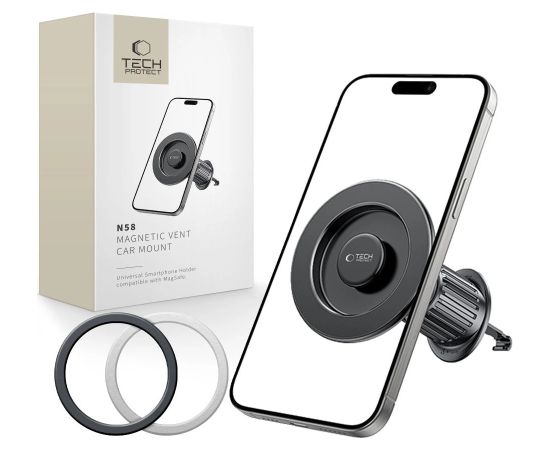 Tech-Protect N58 magnētiskais MagSafe automašīnas gaisa ventilācijas turētājs - melns Telefonu Turētāji Auto Velo Moto
