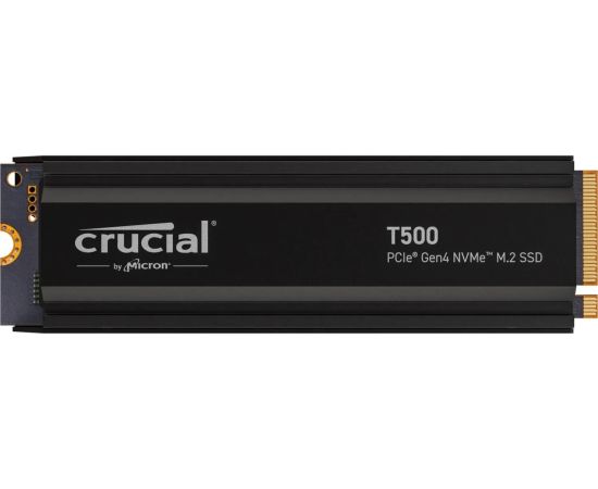 Crucial T500 2 TB, SSD (black, PCIe 4.0 x4, NVMe, M.2 2280, with heatsink) SSD Cietie Diski (Solid state drive)