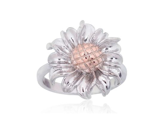 Sudraba gredzens #2101841(PRh-Gr+PAu-R), Sudrabs 925°, sarkanais zelts (pārklājums)/, rodijs (pārklājums), Izmērs: 18, 4.5 gr. Ar zelta pārklājumu