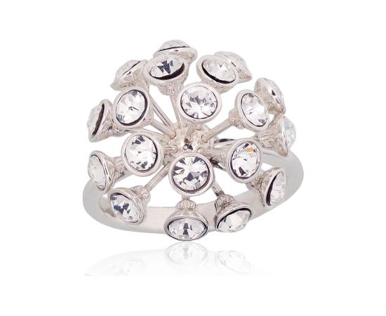 Sudraba gredzens #2101836_SV, Sudrabs 925°, Kristāli, Izmērs: 18, 4.8 gr. Sieviešu