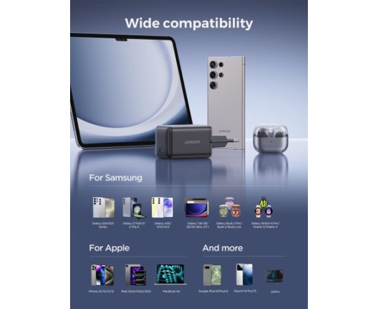 Charger Joyroom JR-TCG18 65W GaN USB-C black Telefonu lādētāji 220v
