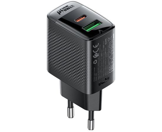 Сетевая зарядка Acefast A98 30W GaN USB-C/USB-A черная Зарядные устройства