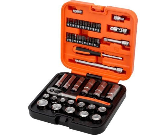 Bahco Standard and Deep sockets set 10-22mm + bits PH,PZ,HEX,TORX 53 pcs 3/8" Atslēgu komplekti