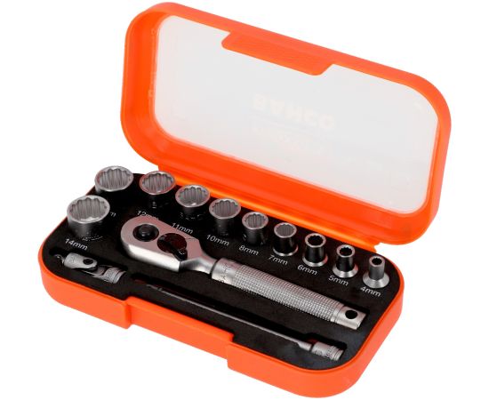 Bahco 1/4" Square Drive Socket Set with Metric Bi-Hex Profile - 13 Pcs Наборы инструментов