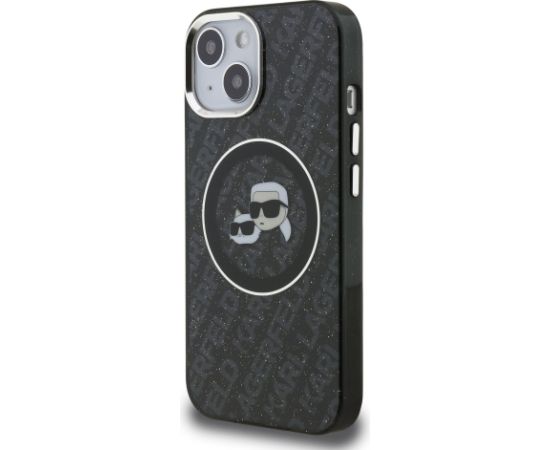 Karl Lagerfeld IML K&CH Heads Repeated Logo MagSafe Case Aizsargapvalks priekš iPhone 15 / melns Neoriģinālie Maciņi