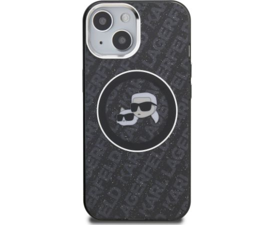Karl Lagerfeld IML K&CH Heads Repeated Logo MagSafe Case Aizsargapvalks priekš iPhone 15 / melns Neoriģinālie Maciņi