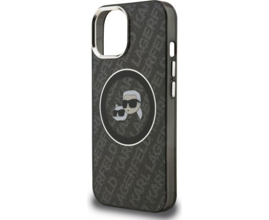 Karl Lagerfeld IML K&CH Heads Repeated Logo MagSafe Case Aizsargapvalks priekš iPhone 15 / melns Neoriģinālie Maciņi