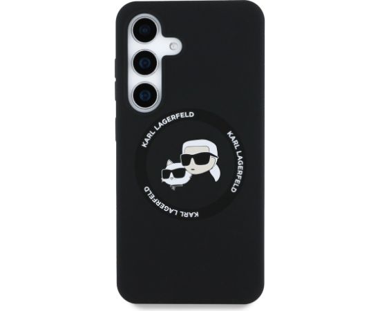 Karl Lagerfeld Liquid Silicone K&CH Heads MagSafe Aizsargapvalks priekš Samsung Galaxy S25 / melns Neoriģinālie Maciņi