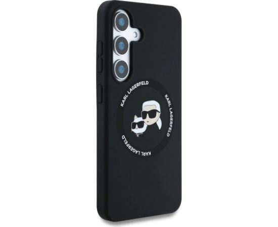 Karl Lagerfeld Liquid Silicone K&CH Heads MagSafe Aizsargapvalks priekš Samsung Galaxy S25 / melns Neoriģinālie Maciņi