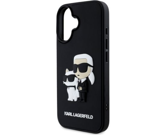 Karl Lagerfeld 3D Rubber Karl and Choupette Case Aizsargapvalks priekš iPhone 16 / melns Neoriģinālie Maciņi
