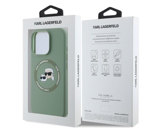Karl Lagerfeld Liquid Silicone K&CH Heads MagSafe Case Защитный чехол для iPhone 16 Pro / хаки Чехлы - альтернативные