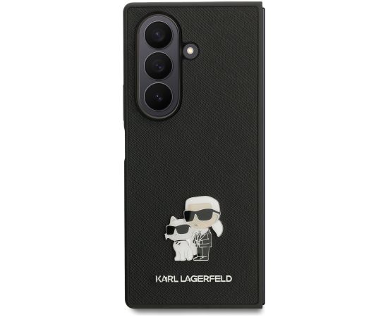 Karl Lagerfeld PU Saffiano Karl and Choupette Aizsargapvalks priekš Samsung Galaxy Z Fold 7 / melns Neoriģinālie Maciņi