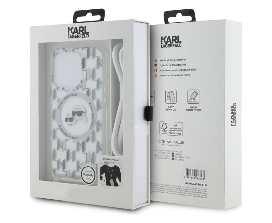 Karl Lagerfeld IML Monogram Crossbody K&CH Heads MagSafe Case Aizsargapvalks priekš iPhone 14 Pro Max / caurspīdīgs Neoriģinālie Maciņi