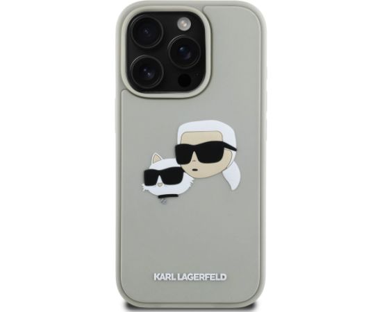 Karl Lagerfeld 3D Rubber Double Heads Case Aizsargapvalks priekš iPhone 16 Pro / bēšs Neoriģinālie Maciņi
