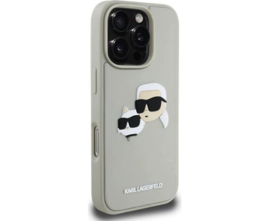 Karl Lagerfeld 3D Rubber Double Heads Case Aizsargapvalks priekš iPhone 16 Pro / bēšs Neoriģinālie Maciņi