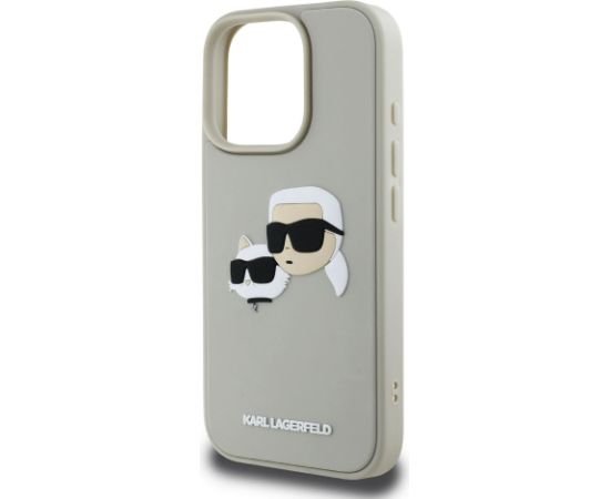 Karl Lagerfeld 3D Rubber Double Heads Case Aizsargapvalks priekš iPhone 16 Pro / bēšs Neoriģinālie Maciņi