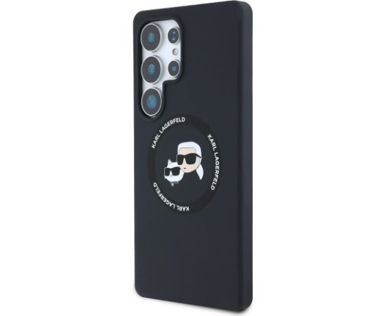 Karl Lagerfeld Liquid Silicone K&CH Heads MagSafe Case Aizsargapvalks priekš Samsung Galaxy S25 Ultra / melns Neoriģinālie Maciņi