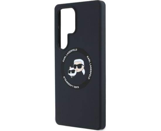 Karl Lagerfeld Liquid Silicone K&CH Heads MagSafe Case Aizsargapvalks priekš Samsung Galaxy S25 Ultra / melns Neoriģinālie Maciņi