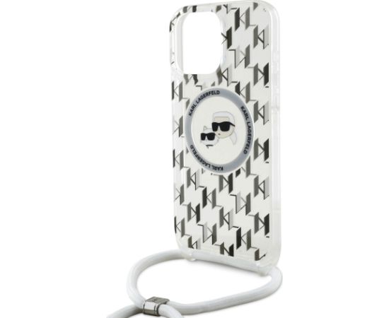 Karl Lagerfeld IML Monogram Crossbody K&CH Heads MagSafe Case Aizsargapvalks priekš iPhone 16 Pro / caurspīdīgs Neoriģinālie Maciņi