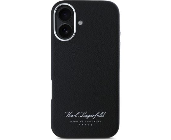 Karl Lagerfeld Grained PU Hotel RSG Case Aizsargapvalks priekš iPhone 16 / melns Neoriģinālie Maciņi